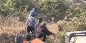 image: Stone pelting on forest department team in Lakhamandal