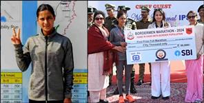 image: Bhagirathi Bisht won first prize in 42 KM marathon