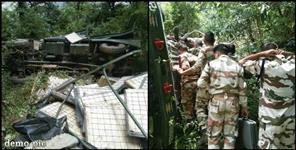 image: Army vehicle fell into a ditch on Badrinath highway