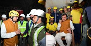 image: CM Dhami spoke to the people trapped in Uttarkashi tunnel rescue