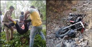 image: Bike fell in a ditch in Khatima