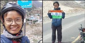 image: Shivangi rana of chamoli crossed niti mana by cycle