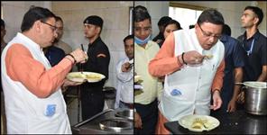 image: CM Pushkar Singh Dhami did food test at Doon Hospital