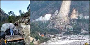 image: Landslide on badrinath high way,three house and vehicle buried