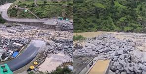 image: Malari highway bridge washed away after heavy rain in Chamoli
