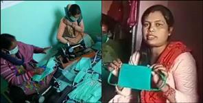 image: Tehri women making mask by themself