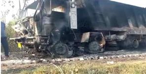 image: High tension line dumper fire in Haridwar Bhagwanpur