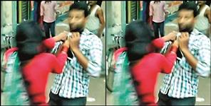 image: Kinnar and youth beating in Haridwar