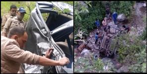 image: Car fallen in trench in nainital