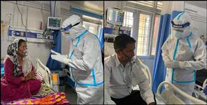 image: CM Tirath Singh Rawat met coronavirus patients
