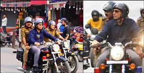 image: DM Savin Bansal and SSP Ajay Singh inspected city on a bike
