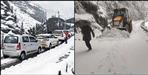 Road block from snowfall in Nainital