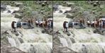 Car stuck in drain in Pithoragarh