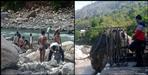 People engaged in building bridge between Pithoragarh Bageshwar