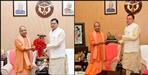 CM yogi Adityanath and pushkar singh dhami meet over parisampatti vivad