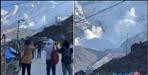 Avalanche in the mountain behind Kedarnath