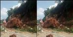 landslide on the road in tehri garhwal