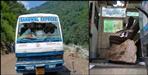 Stones fell on a moving bus in Rudraprayag Kedarnath Road