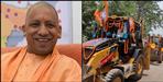 Bulldozers at Yogi Adityanath road show in Champawat