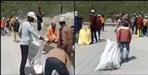 Devotees engaged in making Kedarnath clean