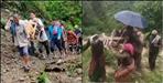 Patient taken to hospital on doli in Bageshwar Dangti village