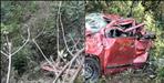 Car skids on the road in Tehri Garhwal
