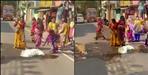 Women protested against liquor shop