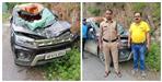 Bull fell upon a breeza car in chakrata