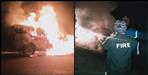 Fire in a moving car on Dehradun road
