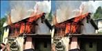 gram pradhan house destroyed in fire saree village