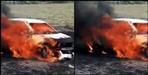 Car caught fire in udham singh nagar