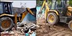 Bulldozer action against illegal shrines in Udham Singh Nagar