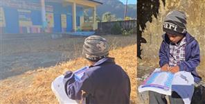 image: Two employees and one student in a Govt School of Almora