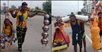 Ajay and Dev came to Haridwar with their mother sitting on the kanwar